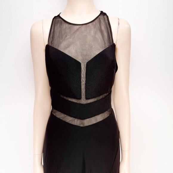 CLARISSE Low-back Prom Dress Mesh Contemporary Fitted Long Black Evening Gown 6 - Picture 5 of 12